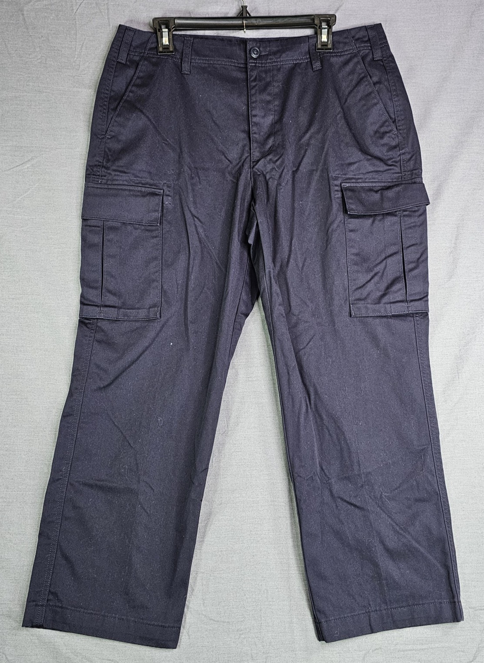 Lands End Twill Utility Straight Leg Cargo Pants Navy Blue Women's 14